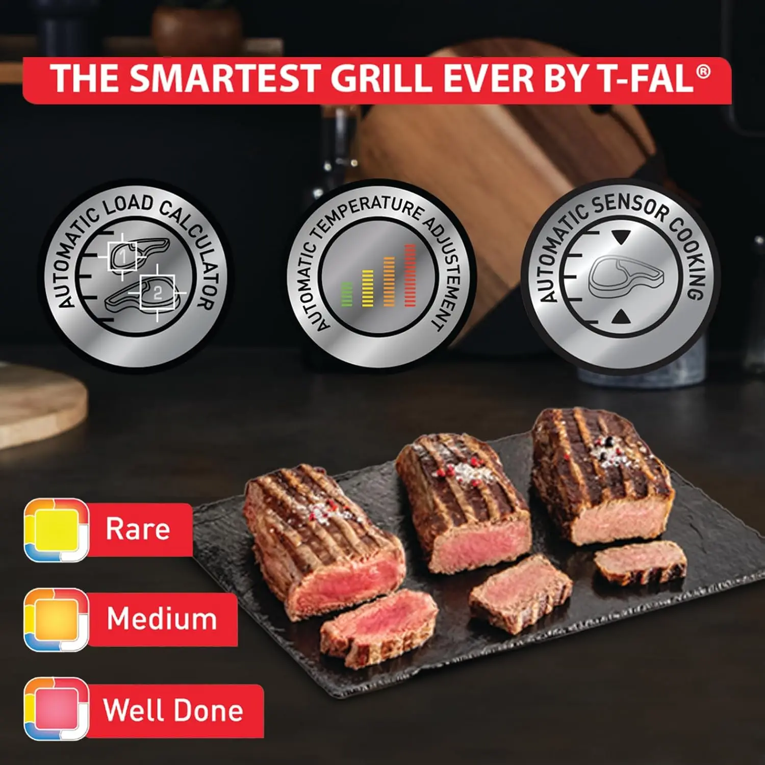 Stainless Steel Electric Grill Indoor 4 Servings 6 Automatic Cooking Modes, Intelligent grilling rare to well-done, Nonstick Rem 2