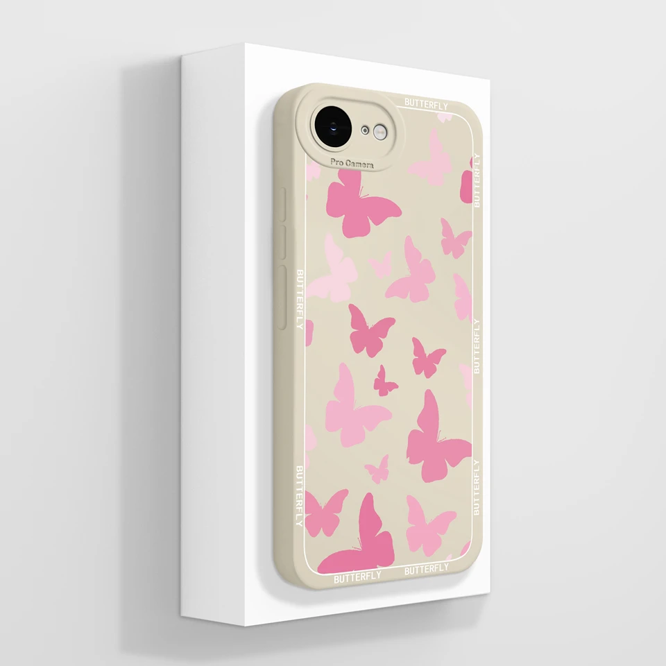 Elegant Floral Butterfly Design Soft Liquid Silicone Non-Slip Back Cover
