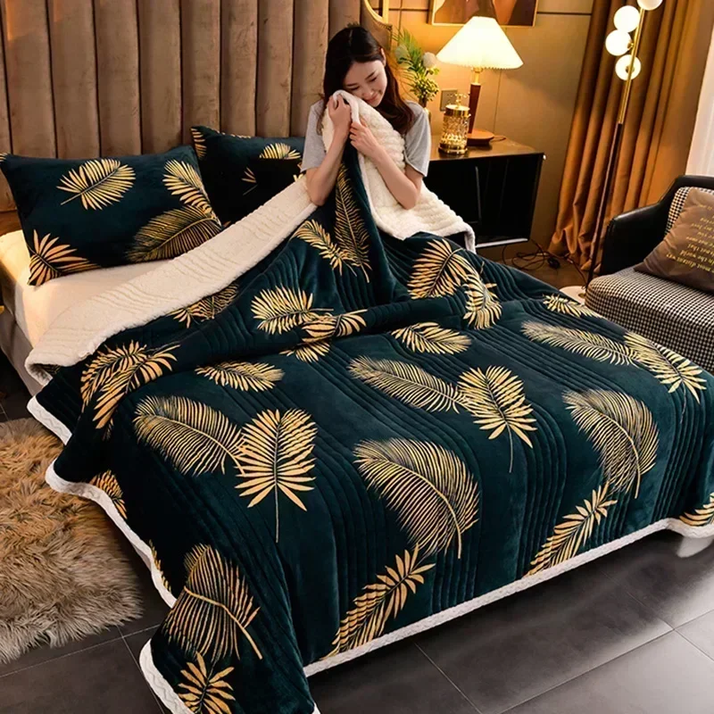 Soft Fluffy Warm Winter Blanket Thicken Lamb's Wool Autumn Warmth Blankets for Bed Milk Velvet Comfortable Sofa Blanket Throw 3