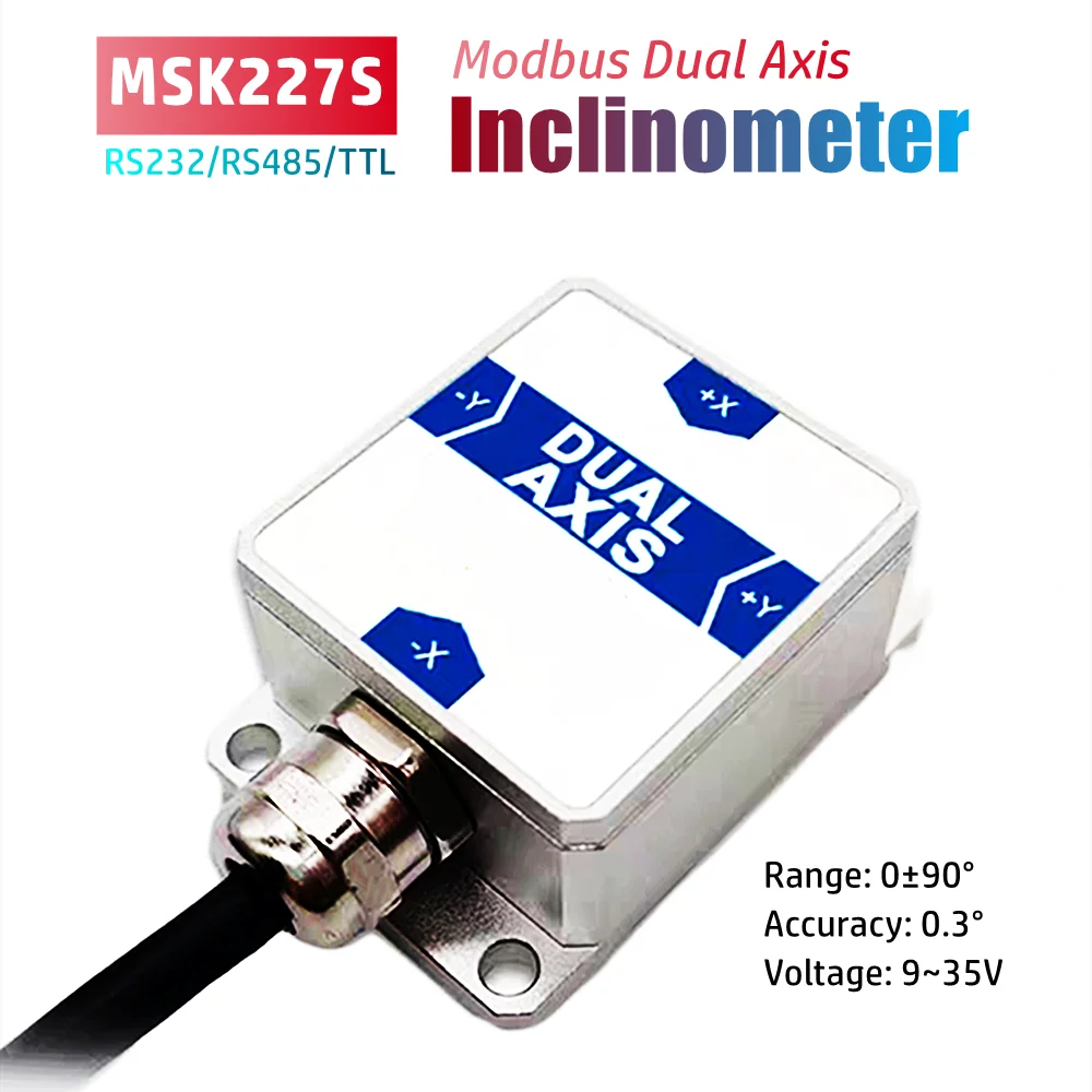 

MSK227S Dual Axis Tilt Sensor Inclinometer Modbus Output Serial RS232 RS485 TTL Interface Digital Biaxial Dip Angle Level Meter