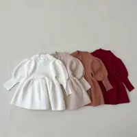 Autumn Winter Baby Girl Knitted Dress Baby Fashion Long Sleeve Princess Girl Sweater Dress Warm Cotton Toddler Girl Clothes 2