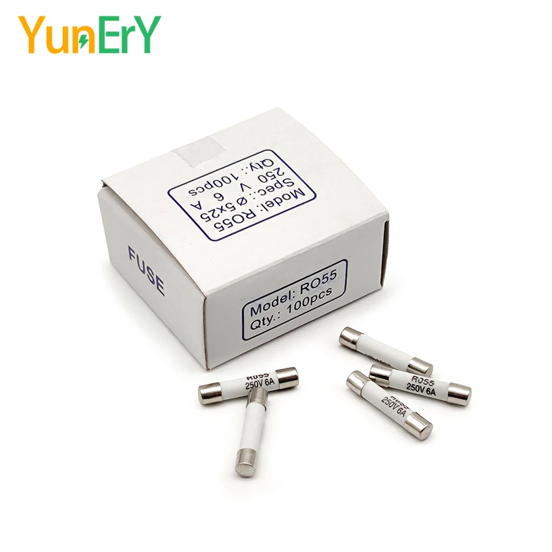 Tubos Fundíveis Rápidos do Fusível 5×20 5×25 6×25 6×30 mm 250v 05 10 15 16 20 25 100 Pcs Mini Solar Tubo Fusível Cerâmico 30a