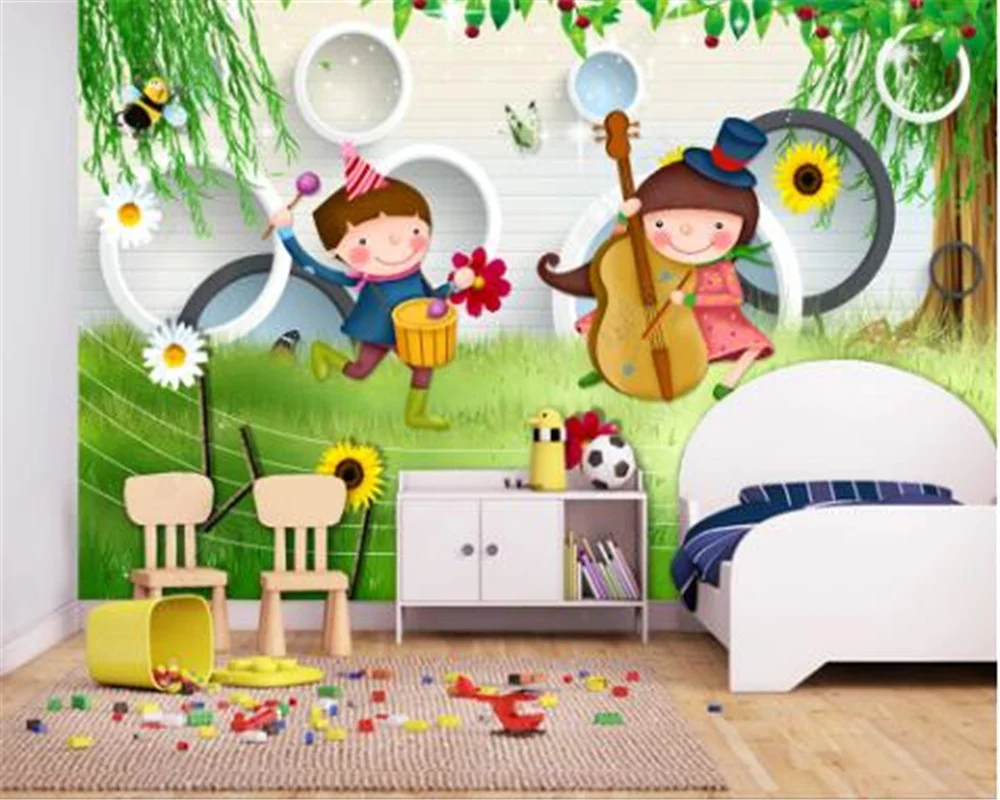 

Milofi Custom large wallpaper mural 3D Nordic fresh children's background wall decoration painting