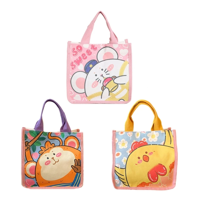 

Удобная сумка-тоут с героями мультфильмов из холста для студентов для переноски книг для обеда