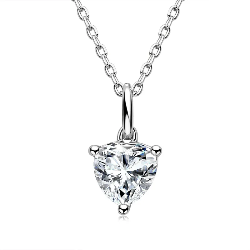 

GEM'S BALLET 1.0 ct Brilliant Heart Cut Moissanite VVS1 D Solitaire Pendant Necklace With 18" Chain Solid 925 Sterling Silver