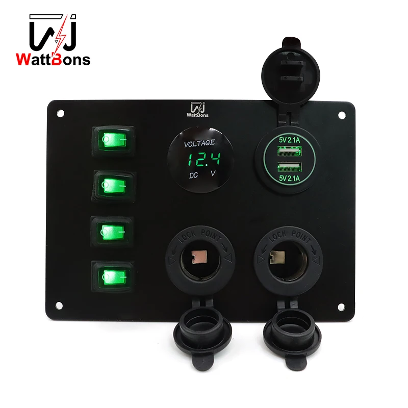 

12-24V Modified Car Accessories Waterproof Small Switch Charging Source Base Voltmeter Combination