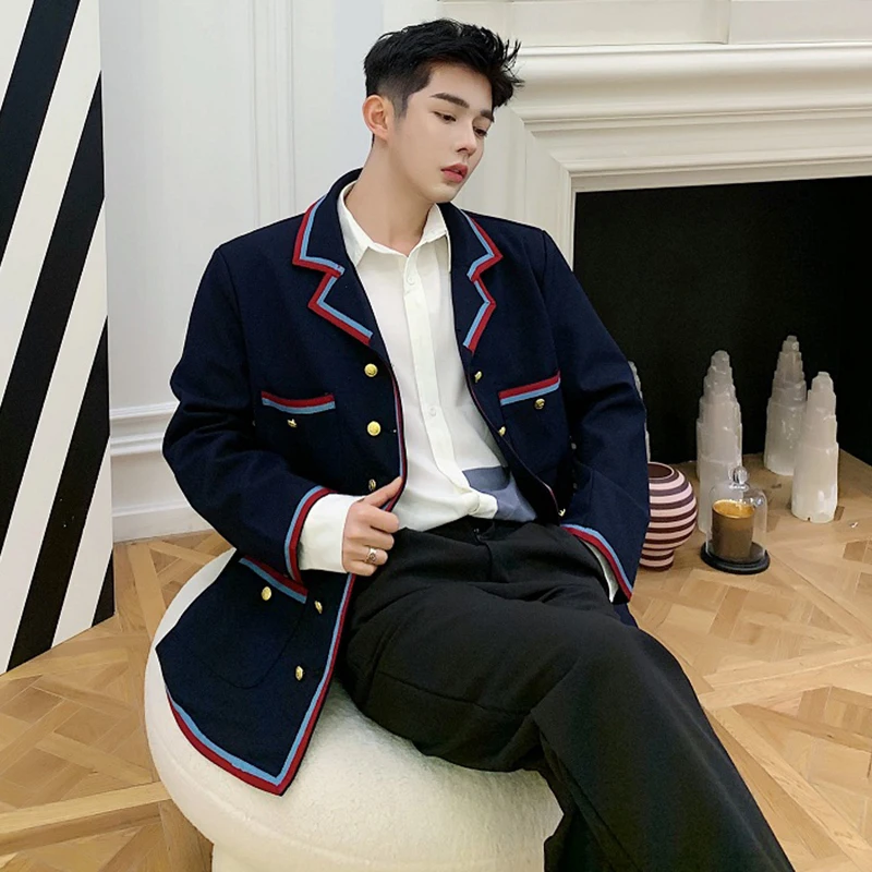 LUZHEN 2025 Spring New Original Edge Color Contrast Splicing Design Korean Version Casual Blazer Coat Men Elegant Jacket LZ1273 3