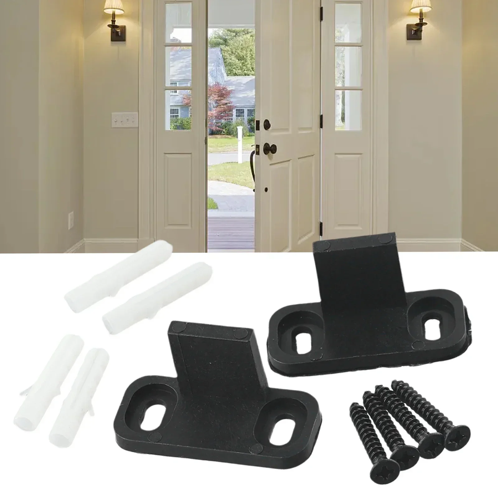 2 Pcs Sliding Barn Door Guides Door Bottom Wall-Mounted Floor Guide Home Furniture Adjustable Sliding Slide Rail Mechanism sliding door roller sliding door pulley