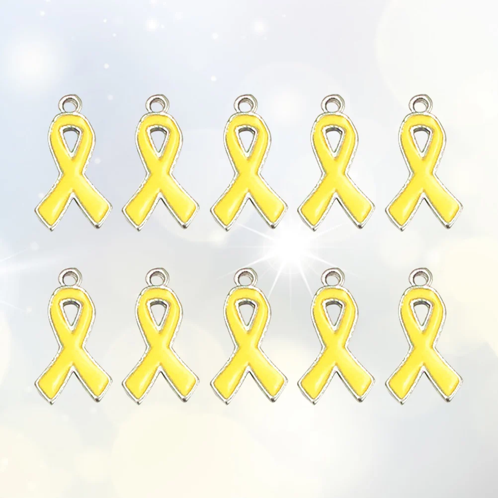 

50pcs Elegant Metal Ribbon Pendant Alloy Charms Jewelry Making Accessories for Women Lady Girls (Yellow)