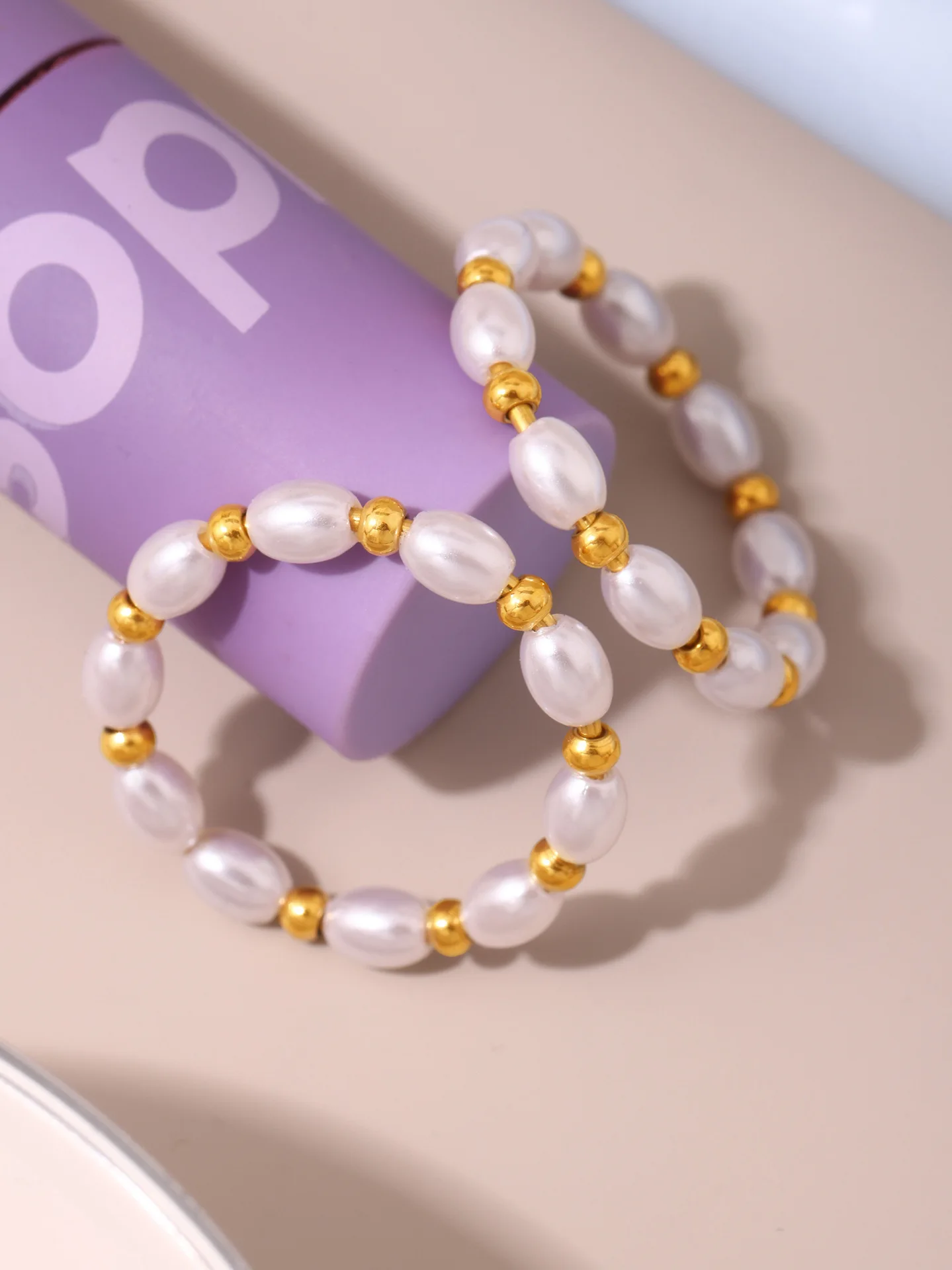 Eleganter Imitationsperlenring für Damen aus 316 Edelstahl, vergoldet, wasserdicht, neu im Sortiment, Sommerschmuck – Detail 8