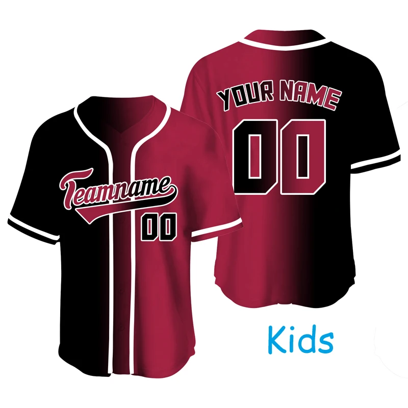 Boys/Girls Baseball Jersey Sublimation Blanks Youth Team Game Sportswear Shirt Kid Quick Dry Tracksuit Training T-shirts