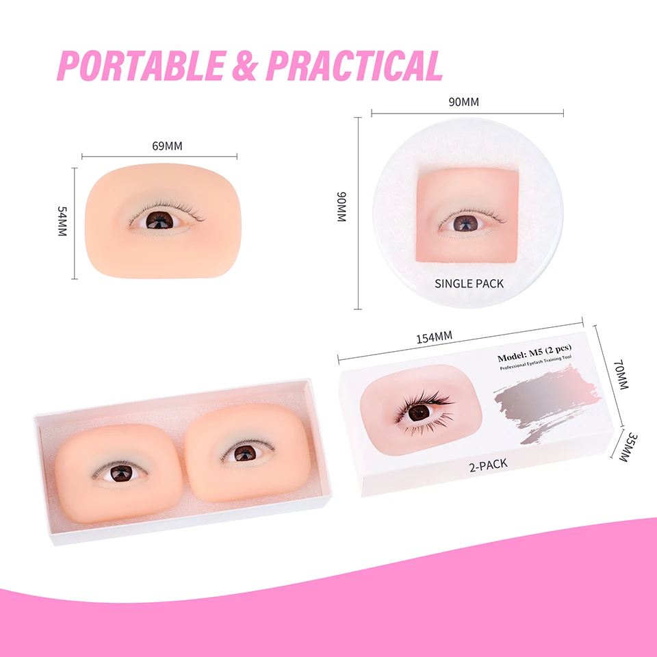 3겹 속눈썹 연습용 마네킹 눈, 속눈썹 메이크업 도구, 속눈썹 연장 트레이닝 도구, 실리콘 화장용 눈 모델