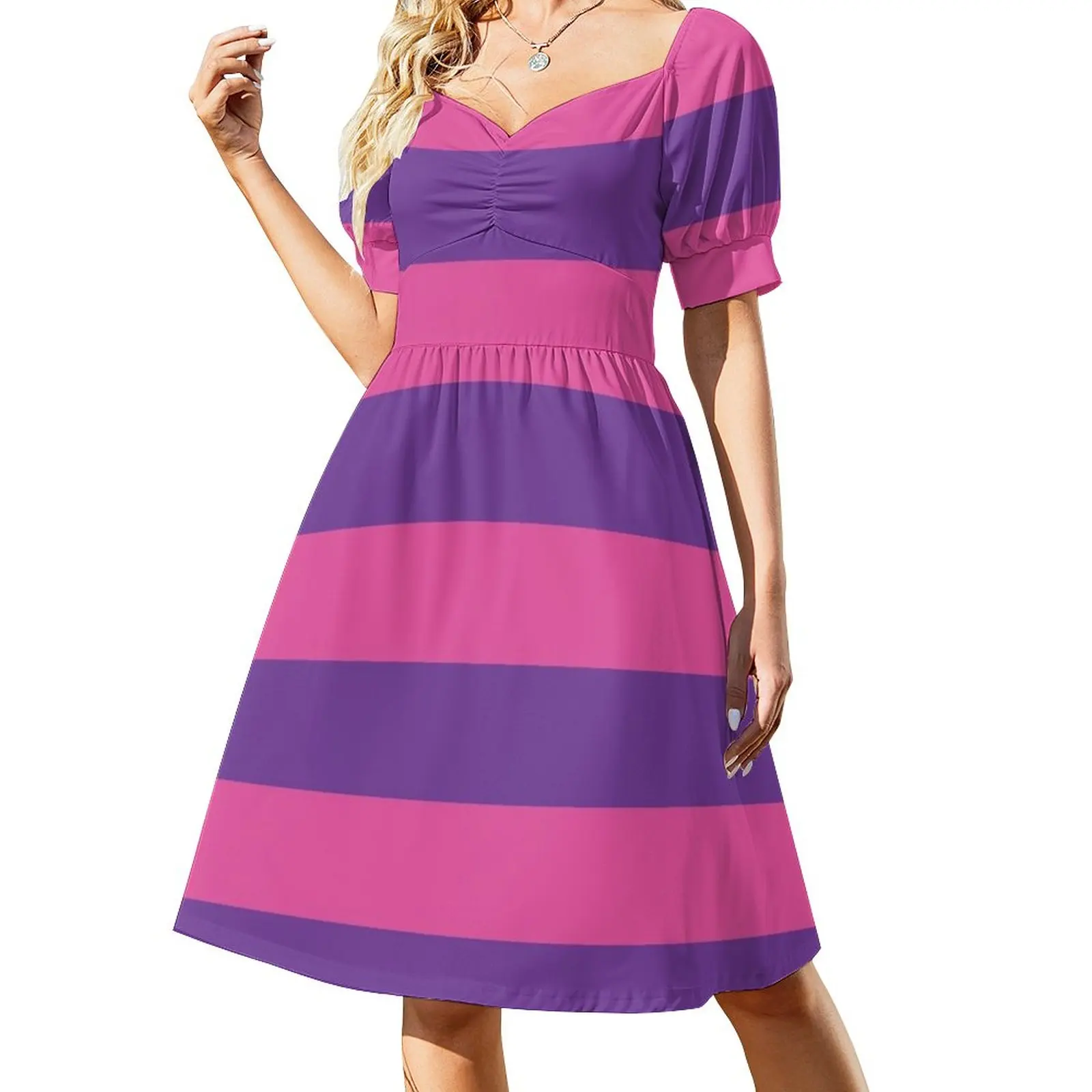 thumbnail image 1 of Vestido de rayas anchas rosa y morado, vestido de verano, vestidos de ceremonia, vestido largo, vestidos de verano para mujer., 1 of 7