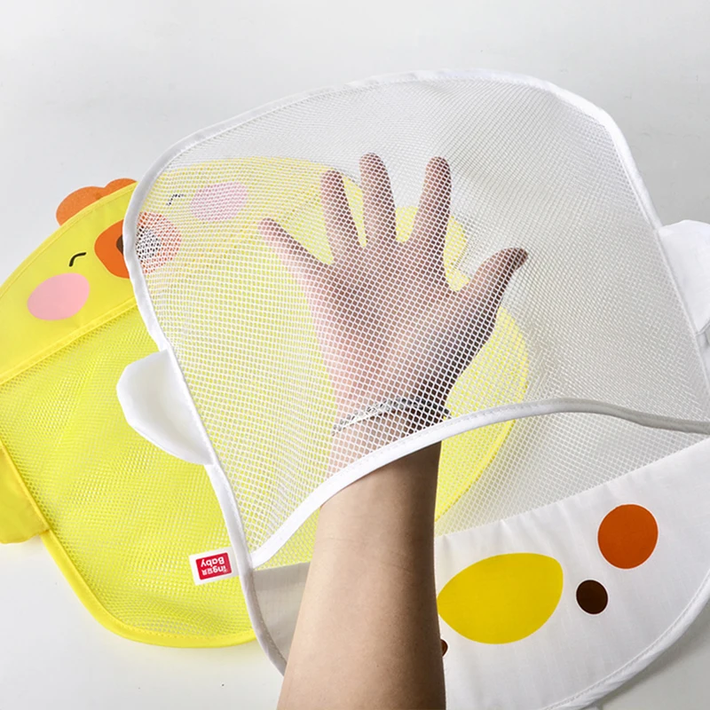 New Cartoon Yellow Duck Baby Bathroom Mesh Bag Sucker Design For Bath Toys Kids Animal Shapes Cloth Sand Toys Storage Net Bag 4