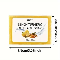 Paquet de 5 savon à l'acide kojique au citron et au curcuma GZE pour restaurer le corps, avec beurre de karité, pour les taches foncées du visage, le corps, rajeunissant, exfoliant 6