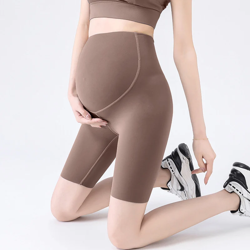 Summer Thin Breathable Seamless Nylon Maternity Half Pants Yoga Short Legging Clothes for Pregnant Women Pregnancy Shorts