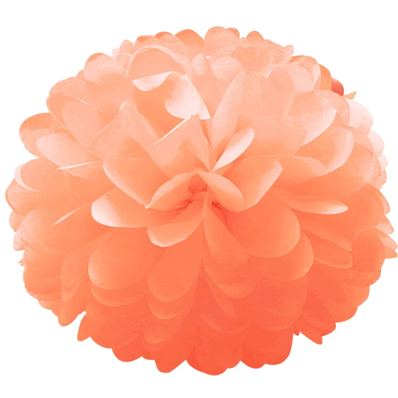Quasimoon 20'' Peach / Orange Coral Tissue Paper Pom Poms Flowers Balls, Decorations (4 Pack) by PaperLanternStore, Size: 20 inch