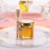 Hexagon Mini Glass Honey Jars with Wood Dippers, Gold Lids,Bee Pendants Jutes  Bee Stickers Perfect for Baby Shower,Wedding 3