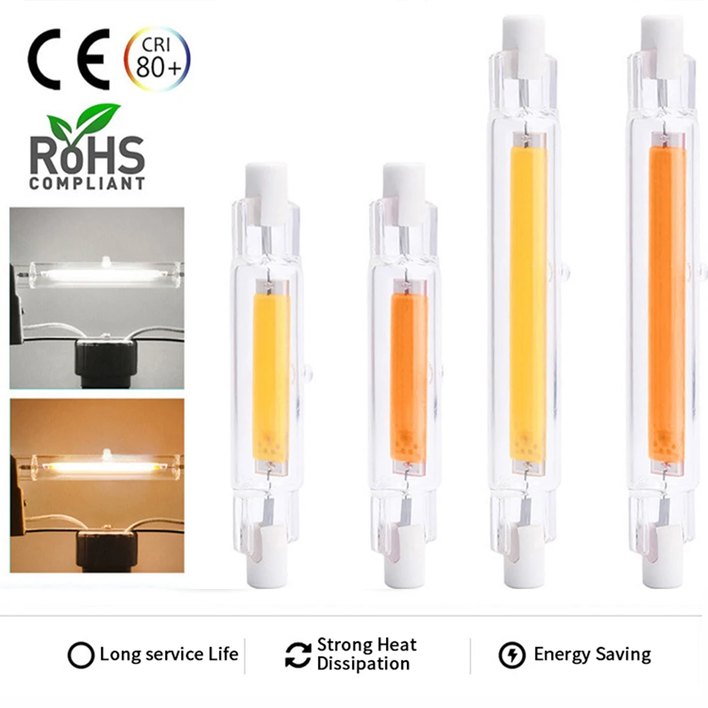 

High Lumen R7S LED 78mm 118mm Light Bulb 5W 10W 220V Flood Light J78 J118 R7S Halogen LED COB Lamp Replacment Glass Tube Replace