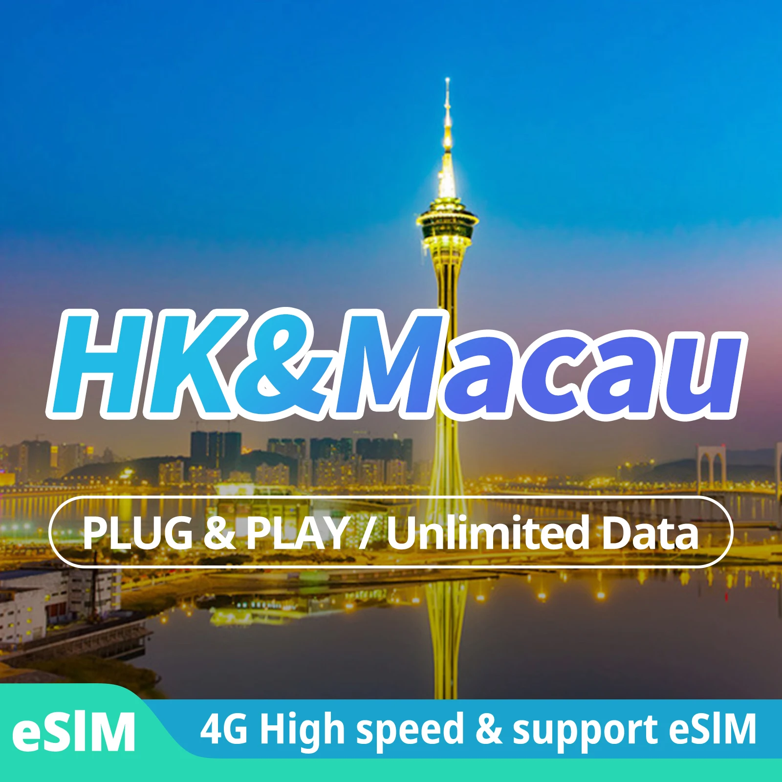 

HongKong&Macau Prepaid Sim Card Travel Unlimited Data Internet LTE HK SlM card 1-30days support eSIM