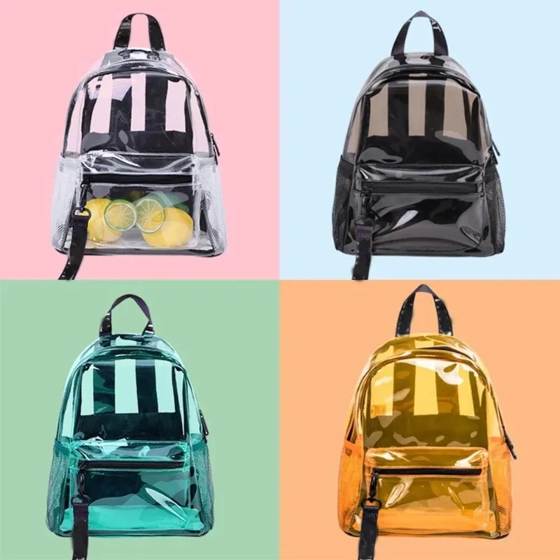 

Transparent Backpacks for Women Jelly Bag Waterproof PVC Backpack Beach Travel Bags Girls Schoolbag Fashion Backpack Mochilas