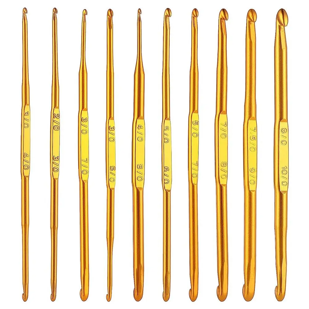 Aluminum Gold Double End Crochet Hooks for Hand Weaving and Knitting