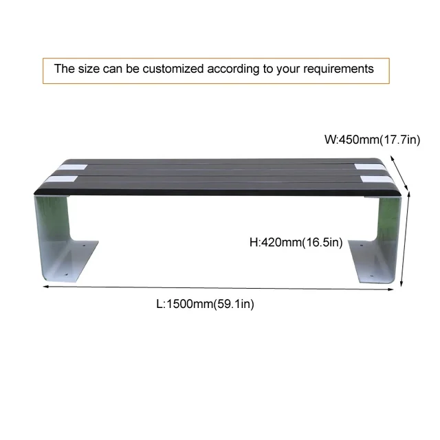 Modern Metal & Wood Outdoor Bench 3