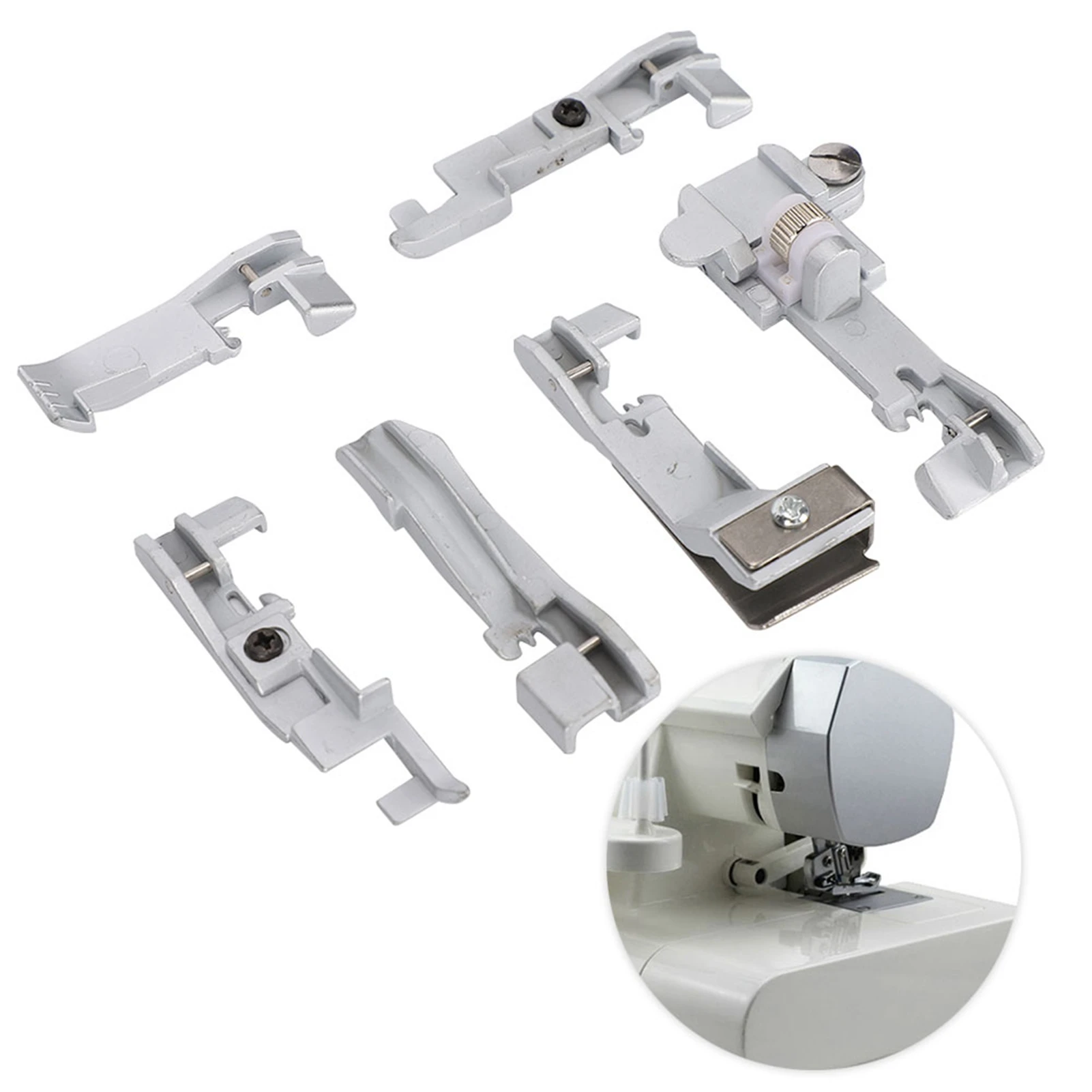 Juego De 6 Prensatelas Para Máquinas De Coser Overlock - Acero Inoxidable, Compatible Con Singer Y Otras Marcas