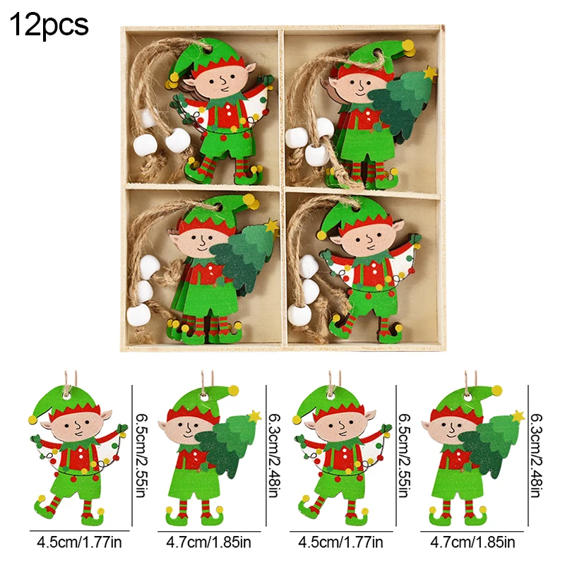 Rustic Christmas Wooden Pendant Ornaments - Gingerbread Man & Gnome Festive Decor