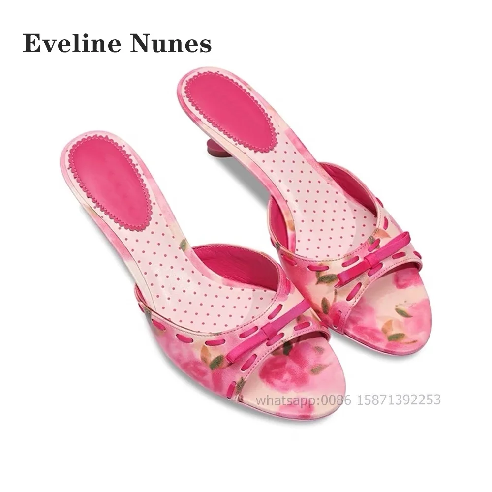 Bow Polka Dot Print Slides Open Toe Heart-Shaped Strange Style Women Sandals Patchwork Side Air Slip On Sweet Slippers Summer