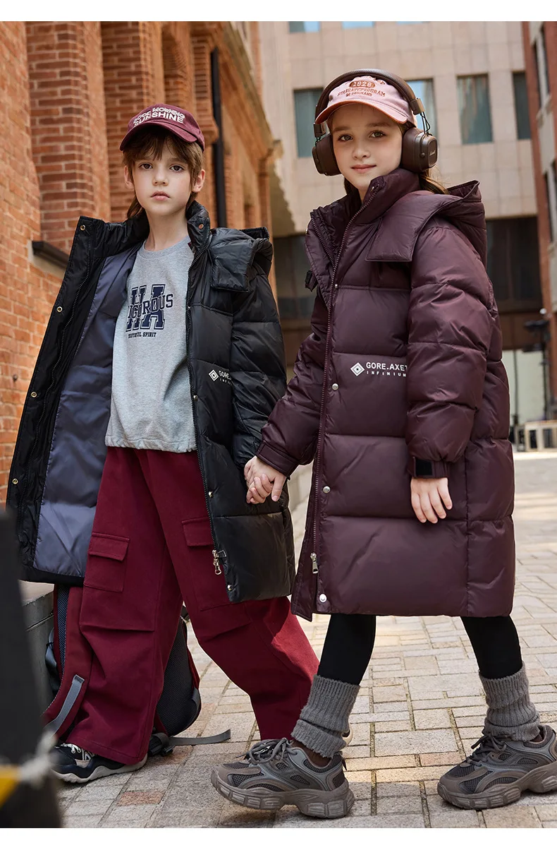 OLEKID 2025 Winter Kinder Daunenjacke Mit Kapuze Dicke Warme Lange Teenager Daunenjacke Mantel 6-14 Jahre Kinder Parka Oberbekleidung Outfit – Detail 4