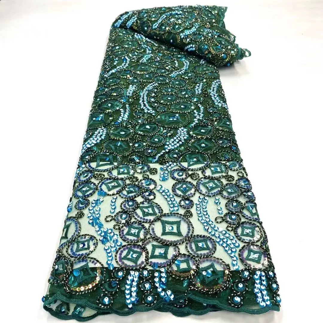 

African Lace Fabric With Sequins Groom Lace 2022 High Quality Nigerian French Tulle Lace Fabric For Wedding Dress Materia d74-34