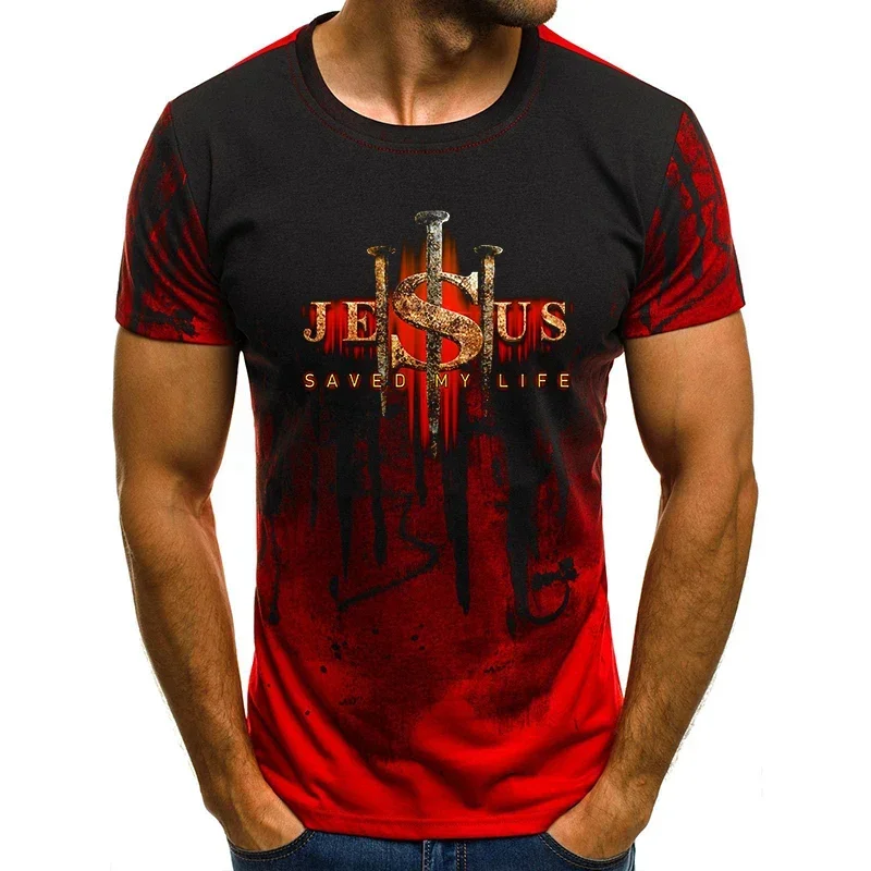 

Men Summer T-shirts High Quality Printing Beach Short Sleeves Shirts Jesus Fashion Graphic Casual Sports Cool Tees