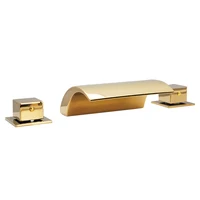 3PCS ห้องน้ำอ่างอาบน้ำก๊อกน้ำอ่างล้างหน้าก๊อกน้ำติดตั้งอ่างสปา Tap ร้อนเย็นผสมน้ำตก Matte สีดำหรือ gold สี 6