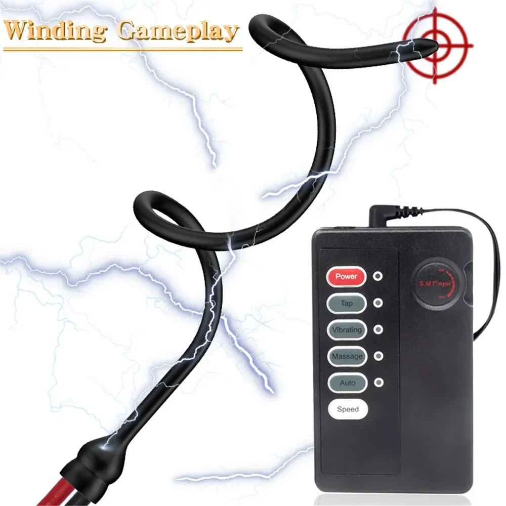 Penis Sex Toys Long Penis Plug Electric Shock Urethral Dilator Vibrative Catheter Urethra Stimulation Delayed Ejaculation Adult Sex Toy for Man