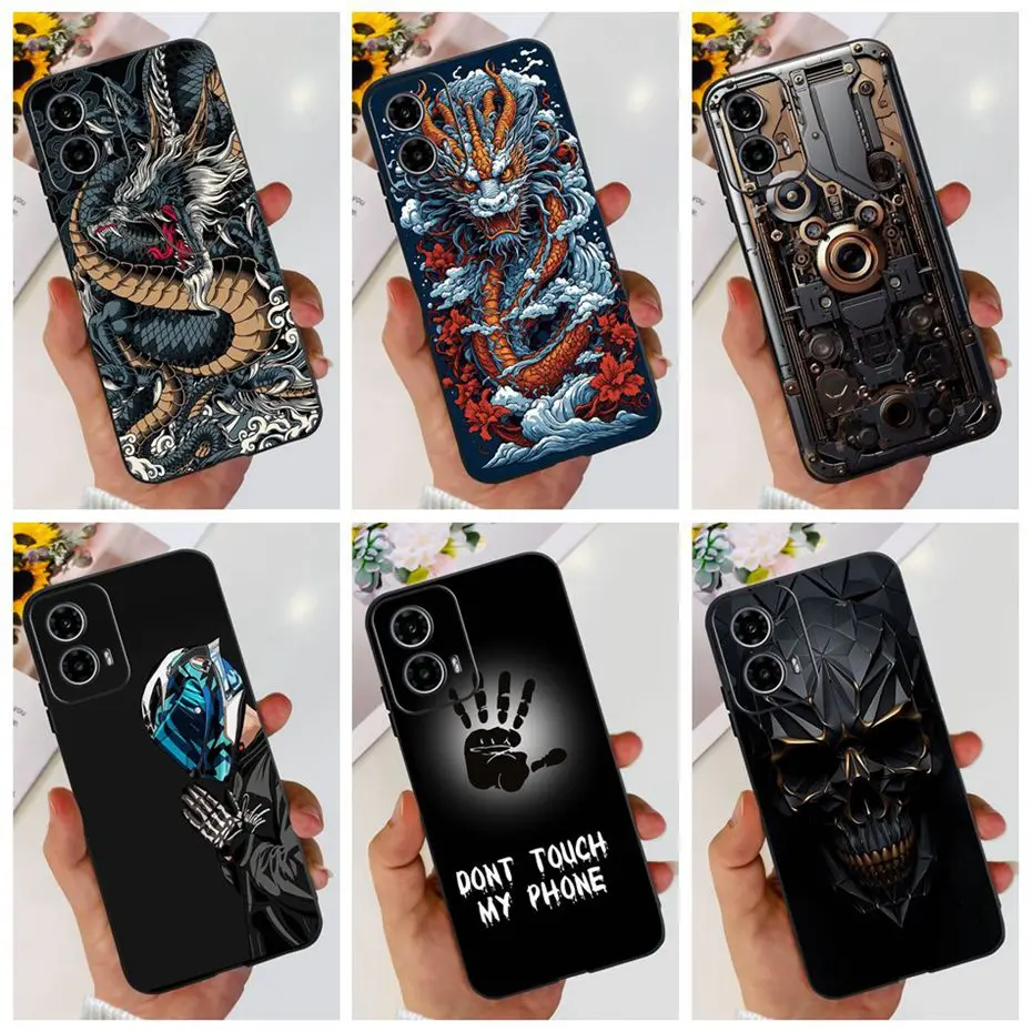 Dragon Metal Style Pattern Black Silicone Phone Case - Soft TPU Protection