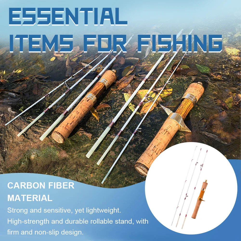 Ejection Fishing Rod Four-Section Portable Travel Stream Fiberglass Trout Rod Fishing Pole for Stream Freshwater