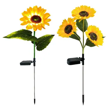 1/3 헤드 LED 태양광 시뮬레이션 해바라기 조명, 정원 마당 잔디 야간 조명, 조경 램프, 홈 장식 꽃 조명