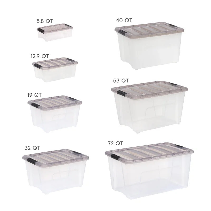 Iris 5 Quart Stack & Pull Box, 10 Pack, Clear