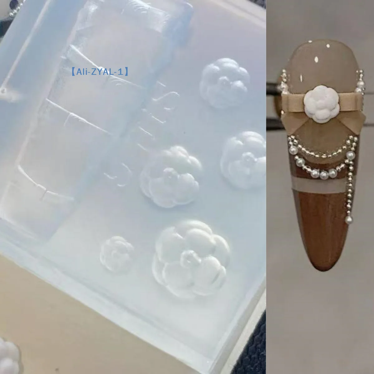 【ZYAL-1】스위트 보우낫 3D 실리콘 네일 몰드 카멜리아 꽃 네일 템플릿 DIY 네일 아트 장식 매니큐어 디자인 도구