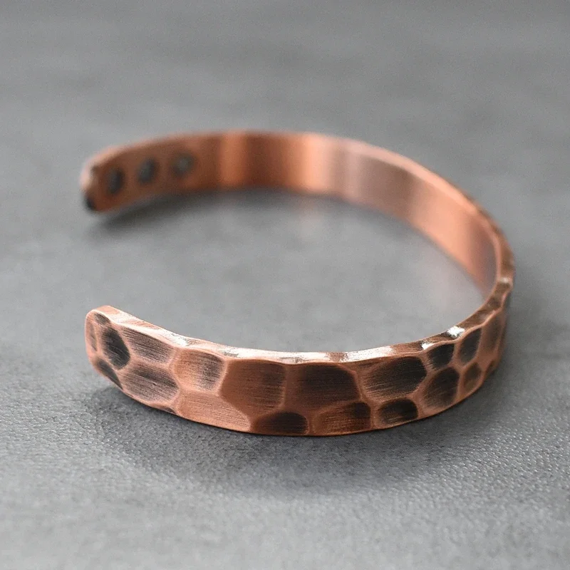 Pure Copper Irregular Surface Magnetic Bracelet Arthritis Therapy Energy Bangle Jewelry Pain Relief Bio Magnetic Bangles Men bangle bracelet magnetic bracelet