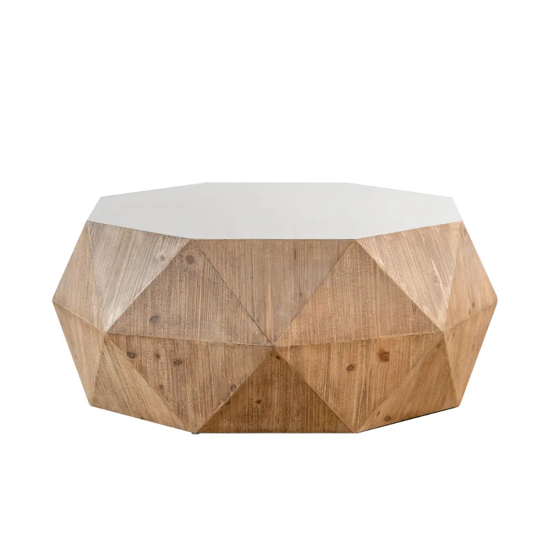 

American Country Solid Wood Small Coffee Table B & B Living Room Vintage Distressed Conference Table Home Small round Table