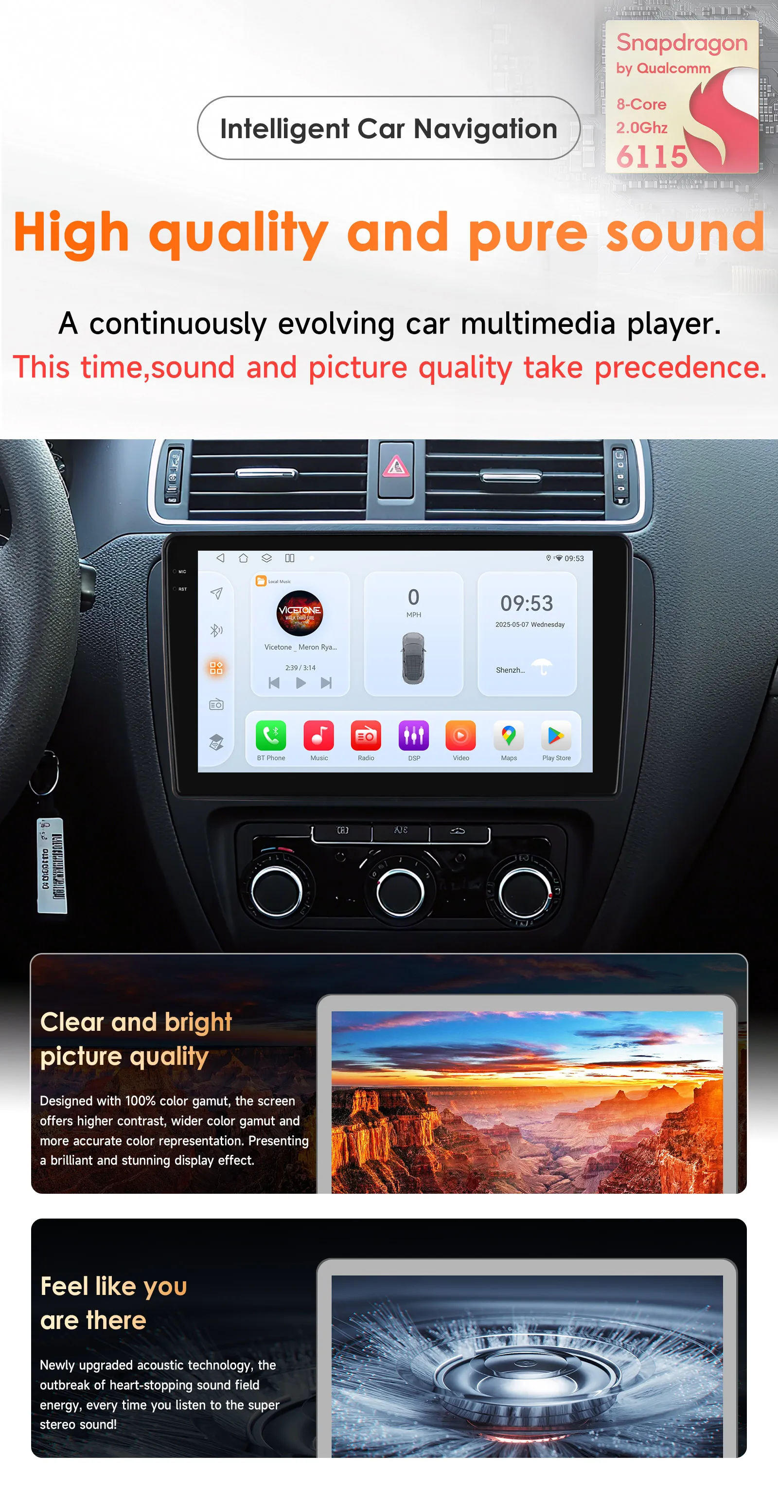 Hizpo 10,1 Zoll Android 14 Autoradio GPS für VW Volkswagen Skoda Octavia Golf 5 6 Touran Passat B6 Polo Jetta 2Din Multimedia-Player – Detail 3