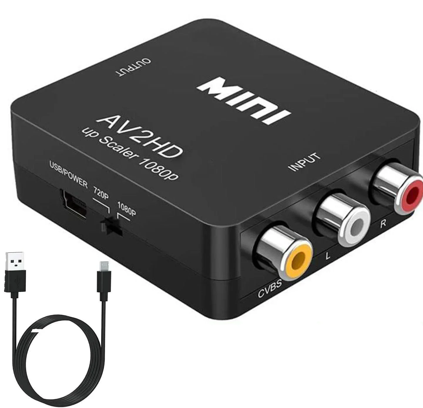 1080P RCA AV To HDMI-compatible HD to AV Composite Adapter Converter AV2HD Audio Video Cable CVBS AV Adapter with USB Cable