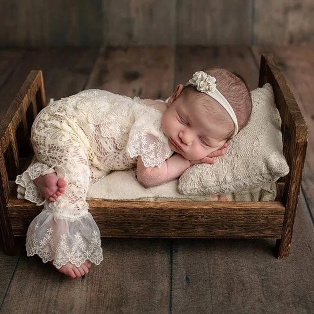 Baby Lace Speaker New Bodysuit Newborn Full Moon Photography Growth Commemorative Fashion Clothing with Headwear Birthday Gifts baby s full moon 100 days photography commemorative clothing lace flower pearl princess dress set take photos props newborn gift