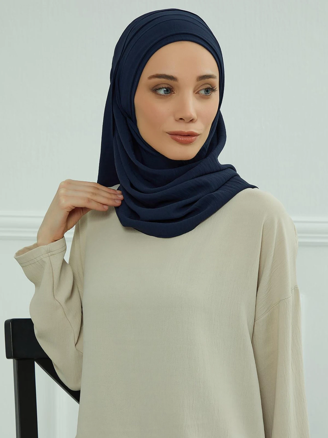 1PCS Big Size Plain Hijab Instant Turban Großer Schal Damen – Detail 3