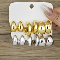 6 Pieces Water Drop Shaped Ear Rings Stylish C Shaped Charm Earrings for Daily Wear Fashionable Party Jewelry 1