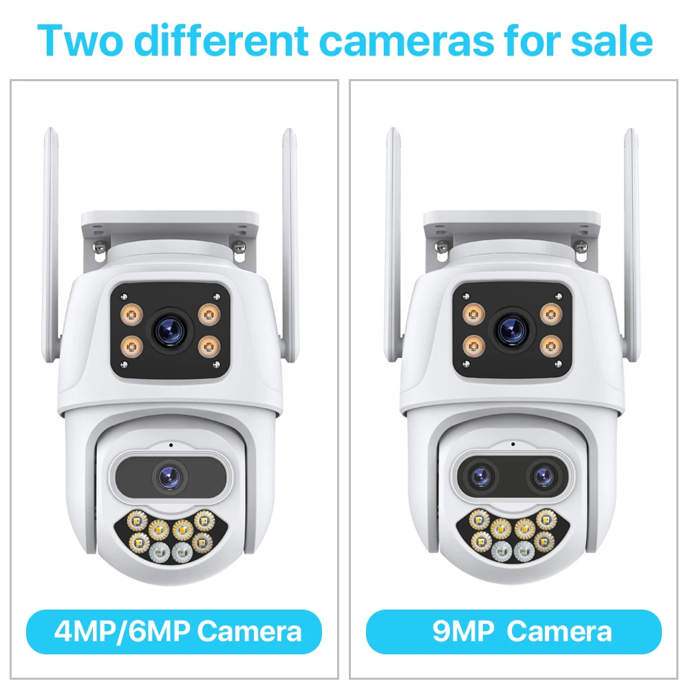 자동 추적 야외 PTZ 카메라, 비디오 감시, iCSee, 8X 줌, 3 렌즈 보안 카메라, 9MP, 6K HD WIFI IP 카메라, 6MP, 4MP