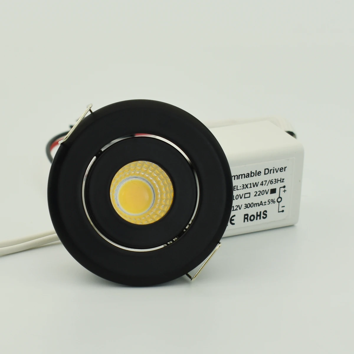 미니 1W COB 3W 블랙 마감 LED 다운라이트 오목한 스팟 천장 조명 컷 40-45mm, 전체 알루미늄, 10 개