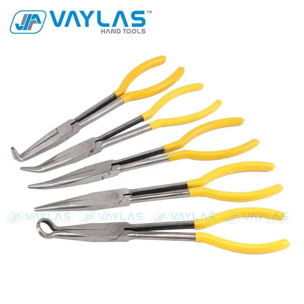 AMR Long Reach Plier Set - 11” Long Needle Nose Pliers Sets - Straight 45,  90-Degree Angle, Long Reach Circle Pliers